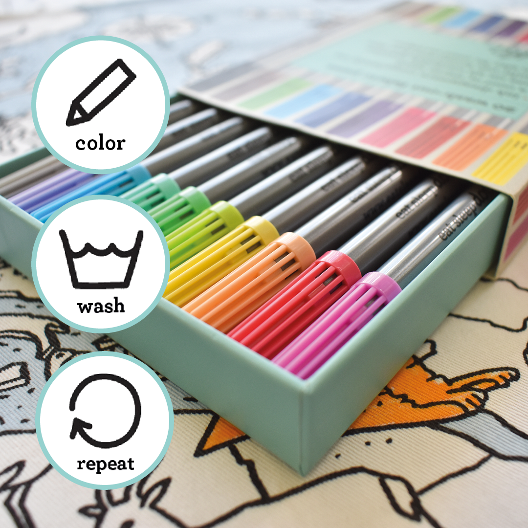 eatsleepdoodle Dual-Tip Washable Fabric Markers - set of 20 Rainbow Colours  